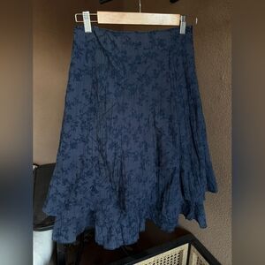 Vintage French Asymmetrical Navy Floral Skirt
